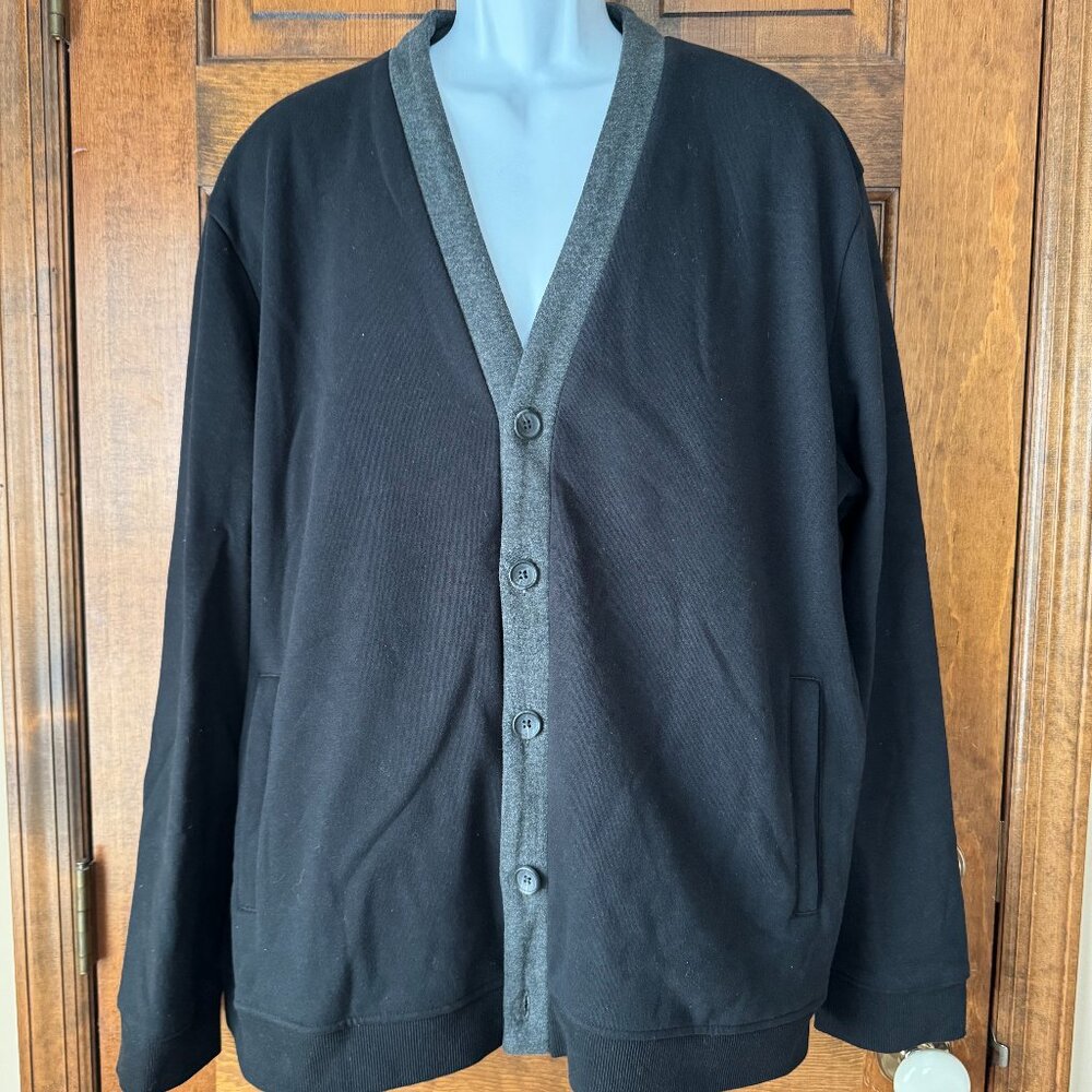Express Black w/Gray Trim Button Close V-Neck Cardigan Jacket X-Large